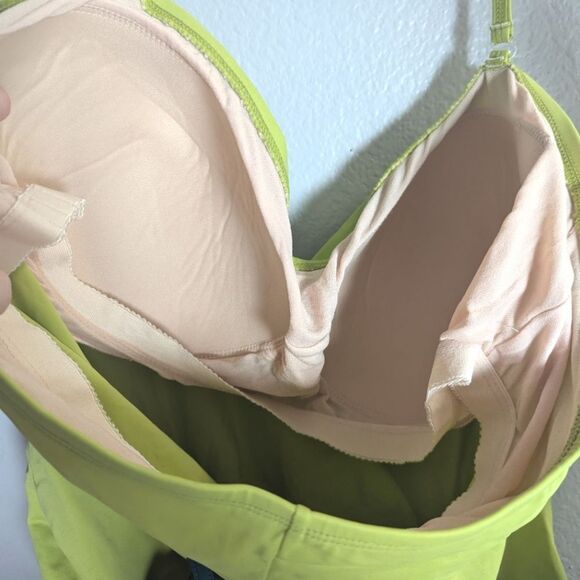 Newport News Lime Green Tankini Swimsuit Teal Blue Belted Skirt Bottom & Top 18 - Picture 6 of 8
